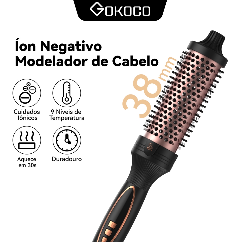 GOKOCO Modelador De Cabelo Portátil íons Negativos 9 Níveis De Temperatura Aquecimento Rápido 30s Para Cabelos Cacheado