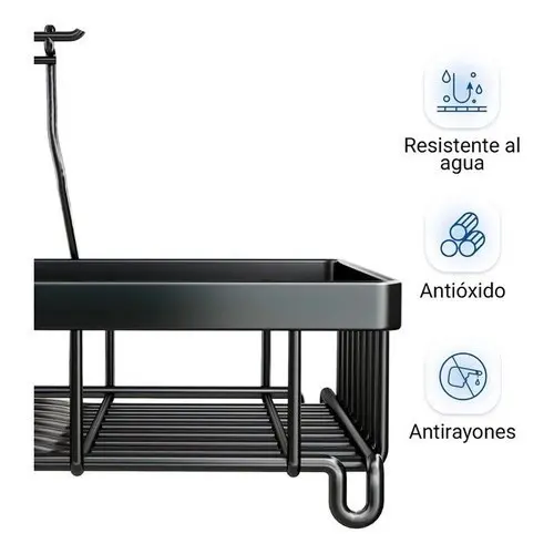 Escorredor de Louças Rack Aço Carbono Organizador 2 Andares — Cor Preto - 8