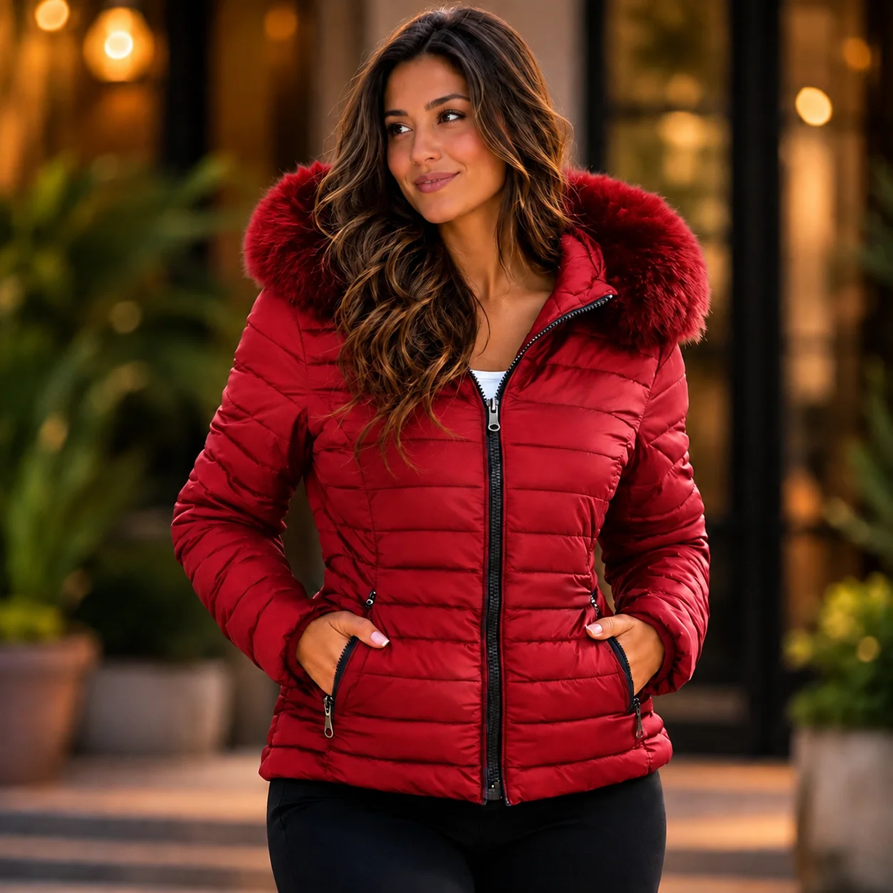 Jaqueta Feminina Puffer Forrada Impermeável Inverno - 5