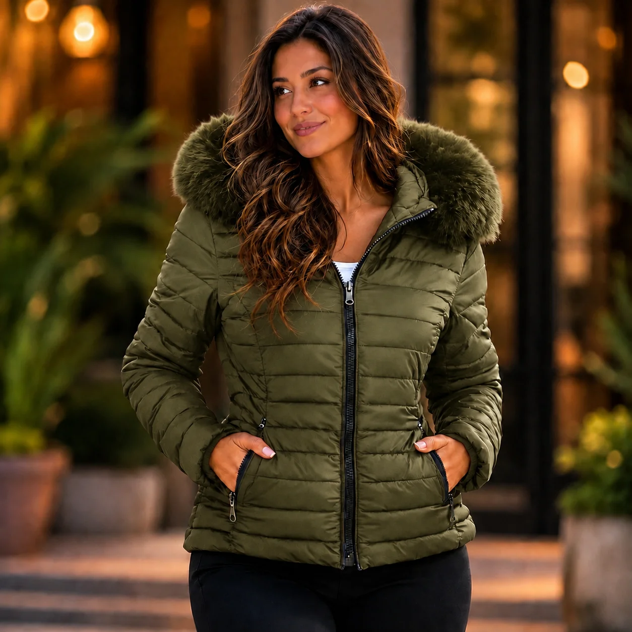 Jaqueta Feminina Puffer Forrada Impermeável Inverno - 8