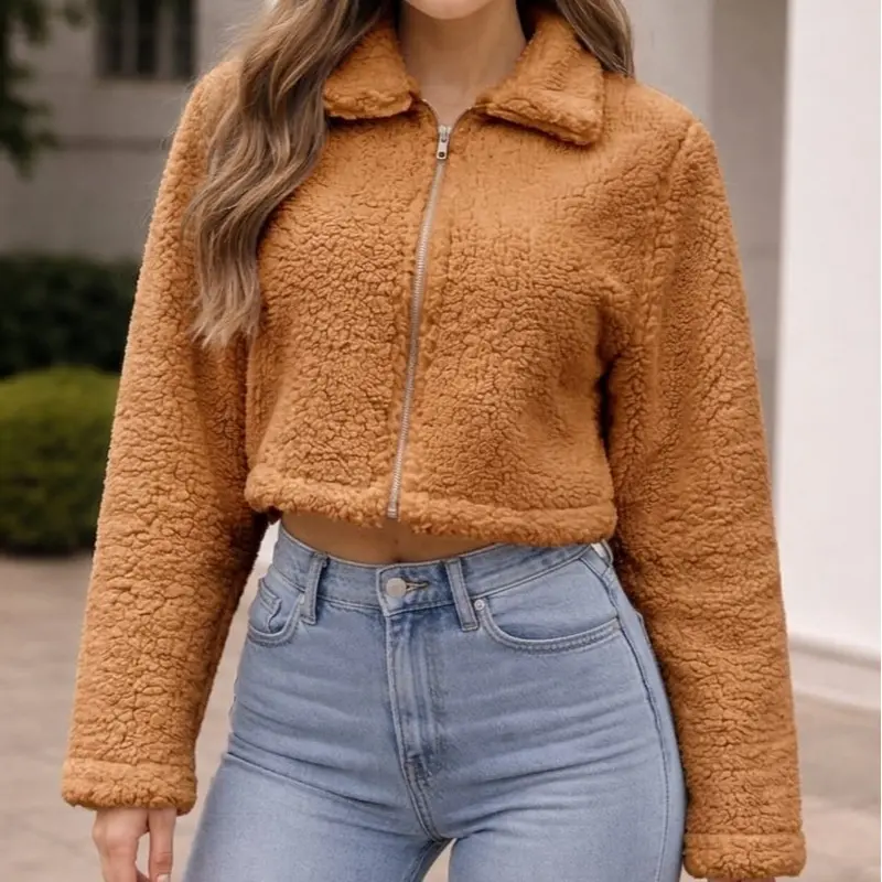Casaco Teddy Feminino Pelúcia Sherpa com Zíper Fashion - 8