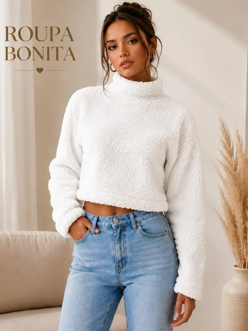 Casaco Teddy Feminino Pelúcia Sherpa com Zíper Fashion - 2