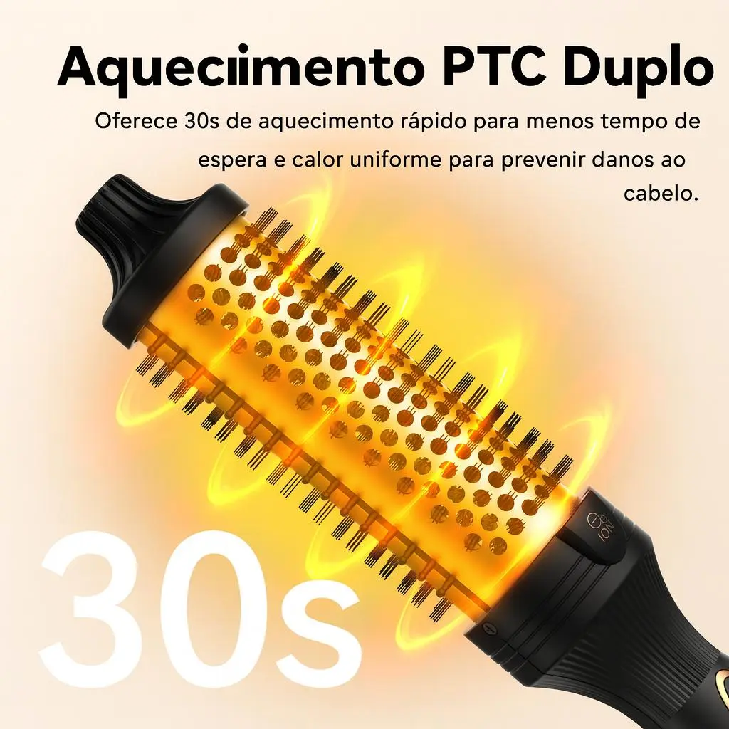 GOKOCO Escova Modeladora de Íons Negativos 38 mm — 9 Temperaturas, Alisa e Cacheia, Aquecimento PTC Duplo - 2