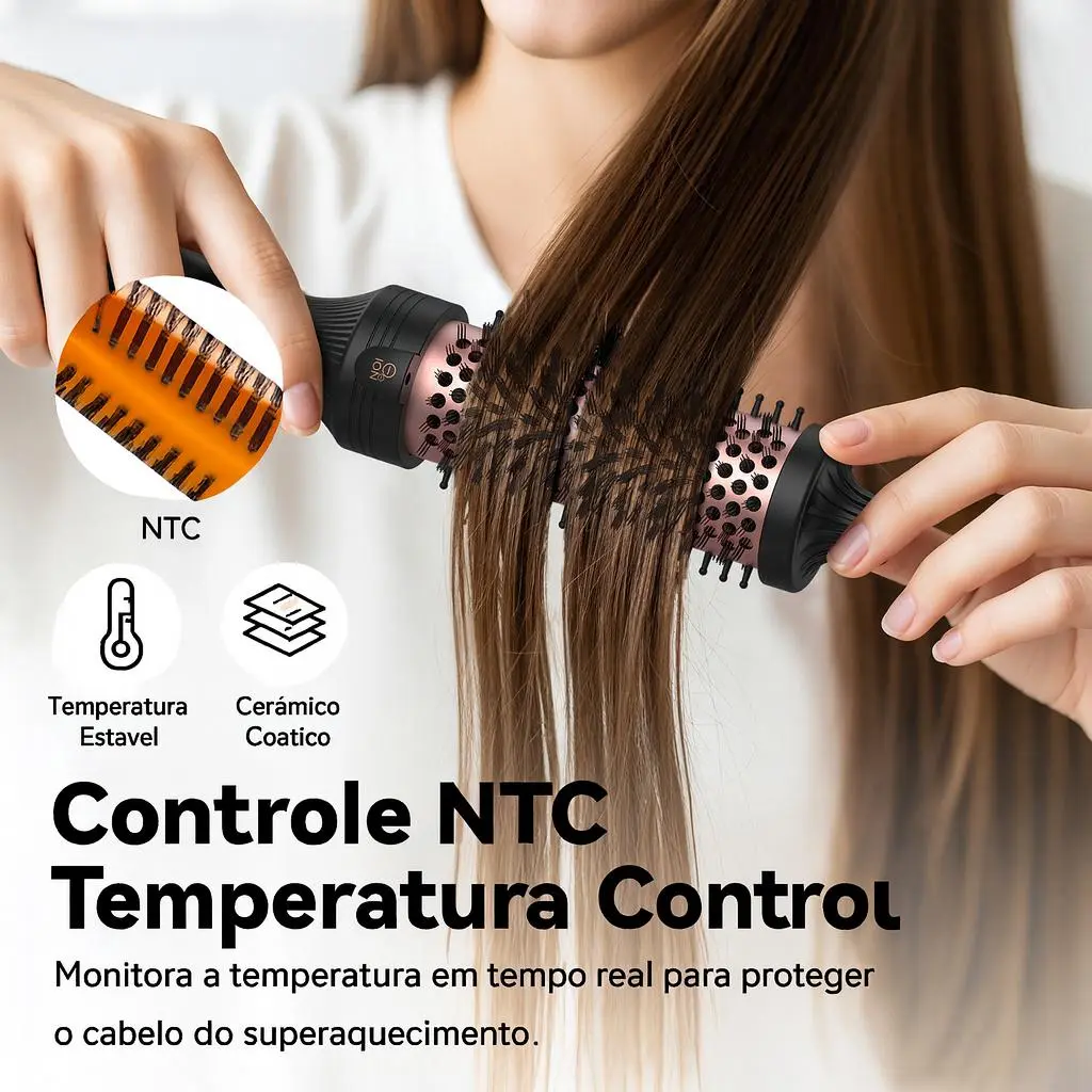 GOKOCO Escova Modeladora de Íons Negativos 38 mm — 9 Temperaturas, Alisa e Cacheia, Aquecimento PTC Duplo - 3