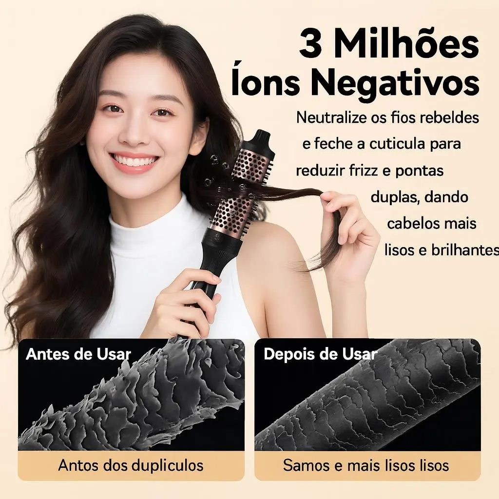 GOKOCO Escova Modeladora de Íons Negativos 38 mm — 9 Temperaturas, Alisa e Cacheia, Aquecimento PTC Duplo - 6
