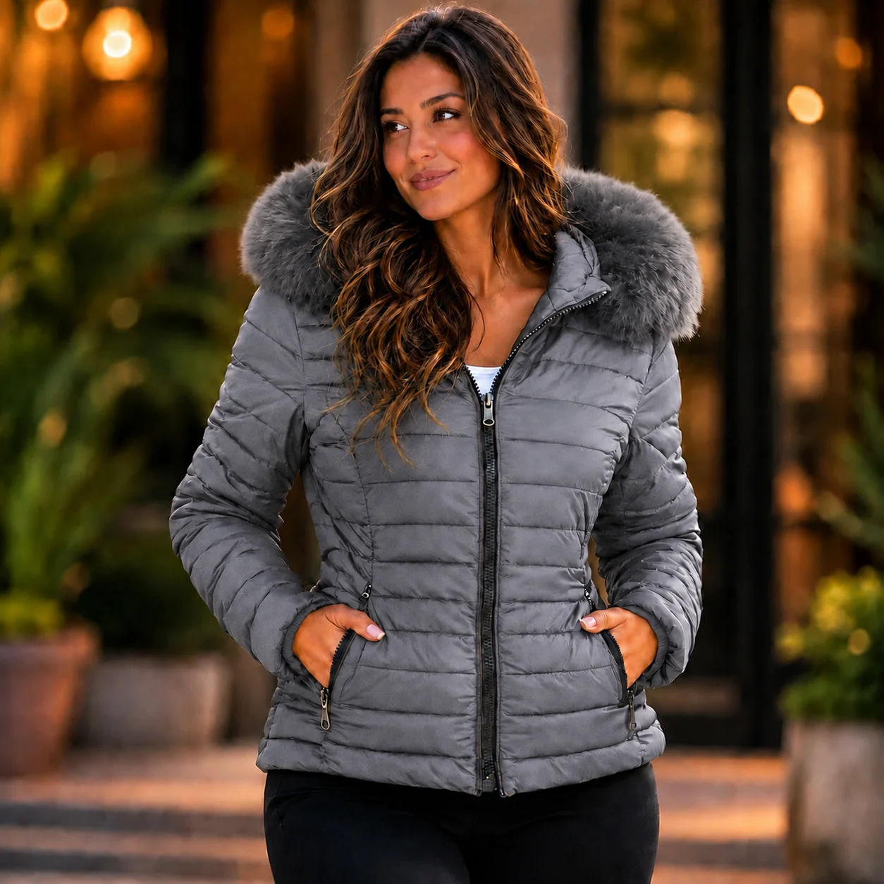 Jaqueta Feminina Puffer Forrada Impermeável Inverno - 7
