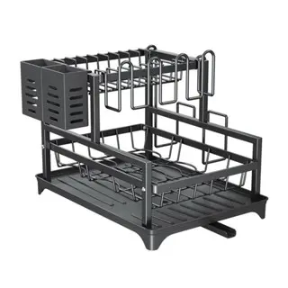 Escorredor de Louças Rack Aço Carbono Organizador 2 Andares — Cor Preto - 5