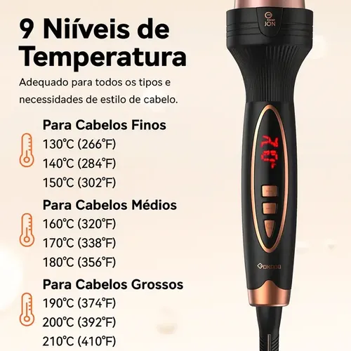 GOKOCO Modelador De Cabelo Portátil íons Negativos 9 Níveis De Temperatura Aquecimento Rápido 30s Para Cabelos Cacheado - 6